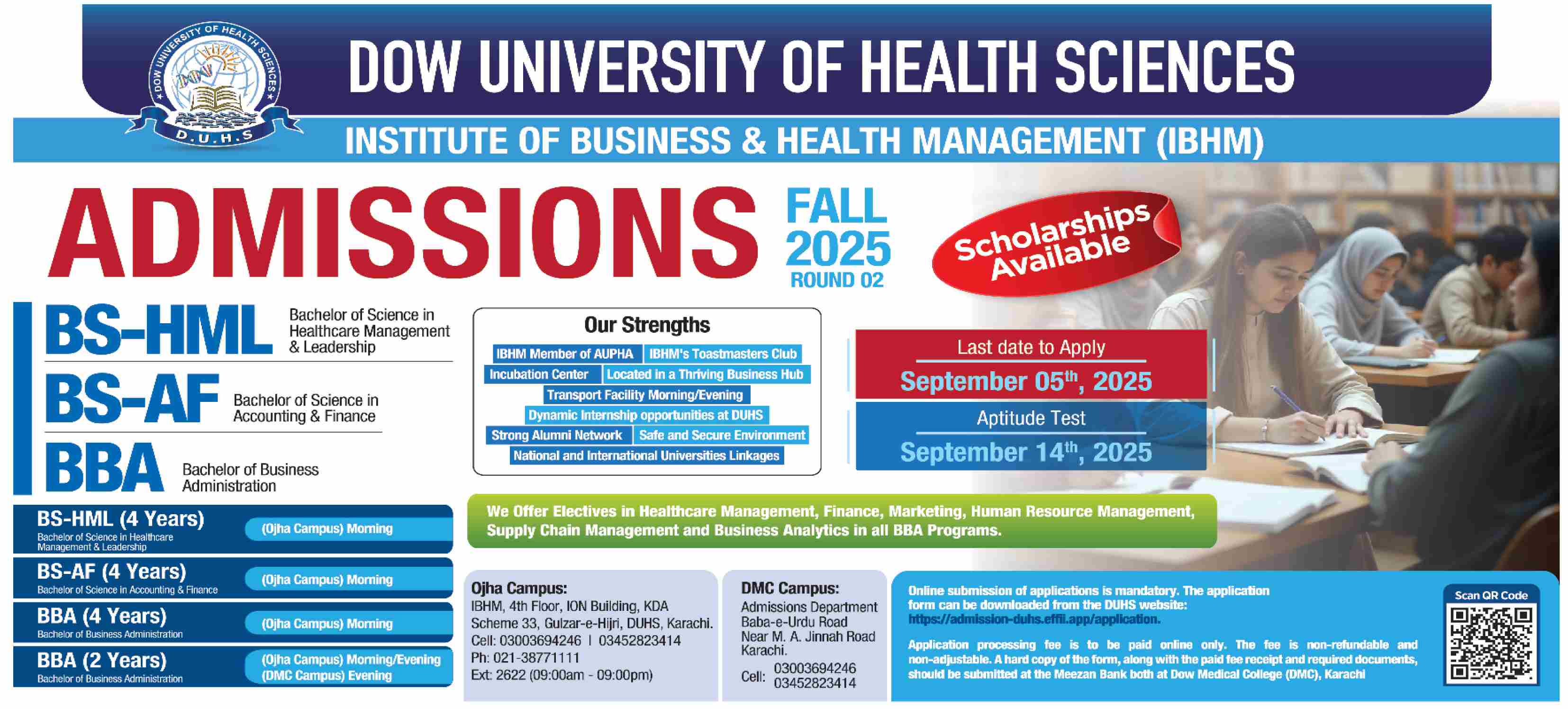 Admission Open in Dow University of Health Sciences Karachi